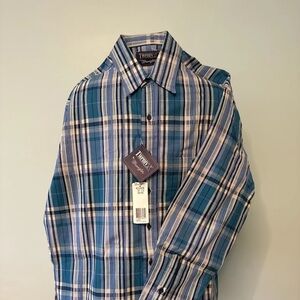 Wrangler 20x Brand blue Striped Men’s button up Dress shirt With New tags.Collar